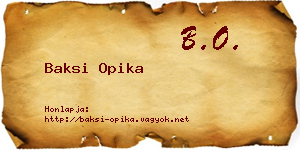 Baksi Opika névjegykártya